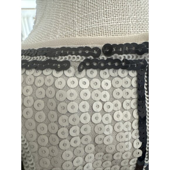 BCBG Beige With Black Sequin Pattern Sleeveless Mini Dress S - Picture 7 of 10